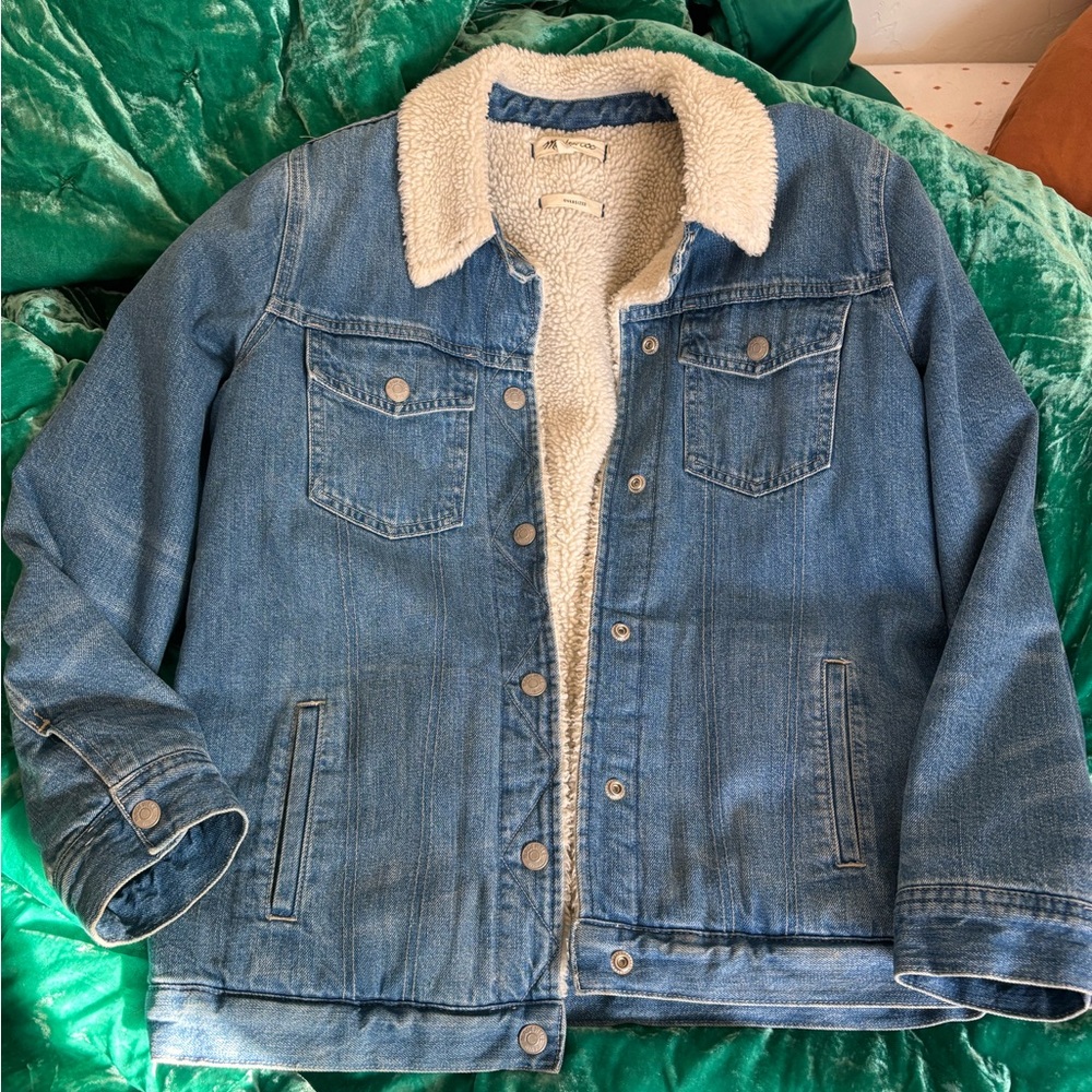 Madewell Blue Jean Jacket with Sherpa Collar